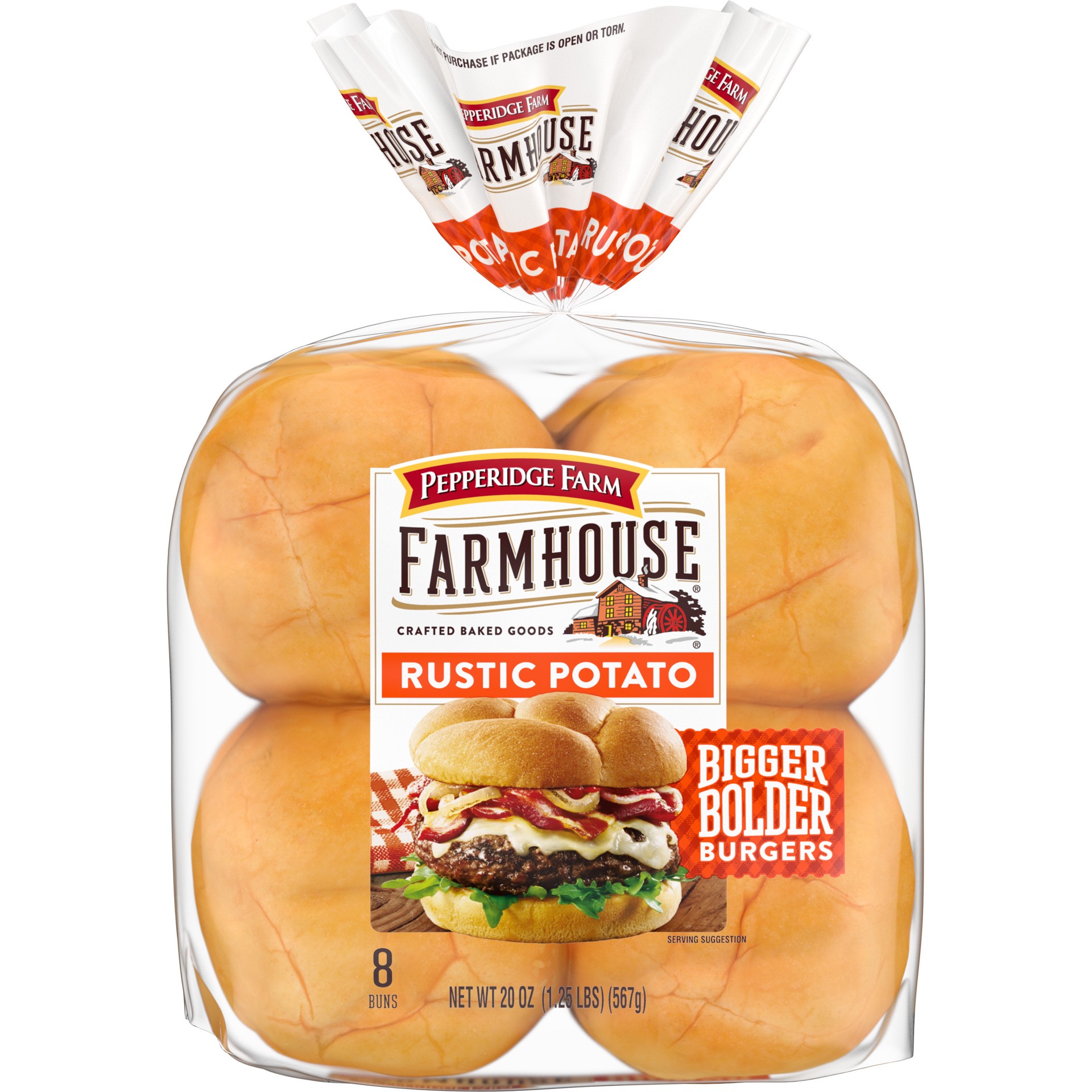 slide 1 of 5, Pepperidge Farm Farmhouse Rustic Potato Hamburger Buns, 8-Pack Bag, 20 oz