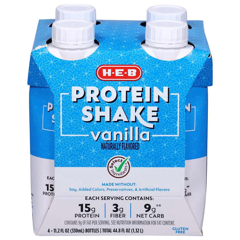 slide 1 of 1, H-E-B Select Ingredients Vanilla Protein Shake 4 pk, 11.2 oz