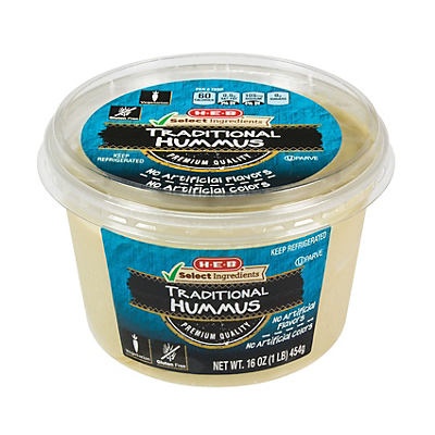 slide 1 of 1, H-E-B Select Ingredient Traditional Hummus, 16 oz