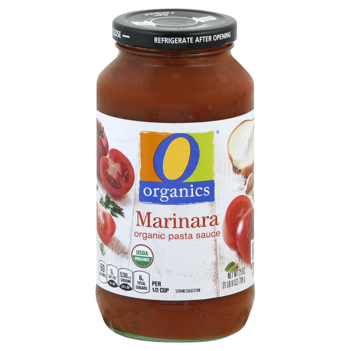 slide 1 of 2, O Organics Organic Pasta Sauce Marinara, 25 oz