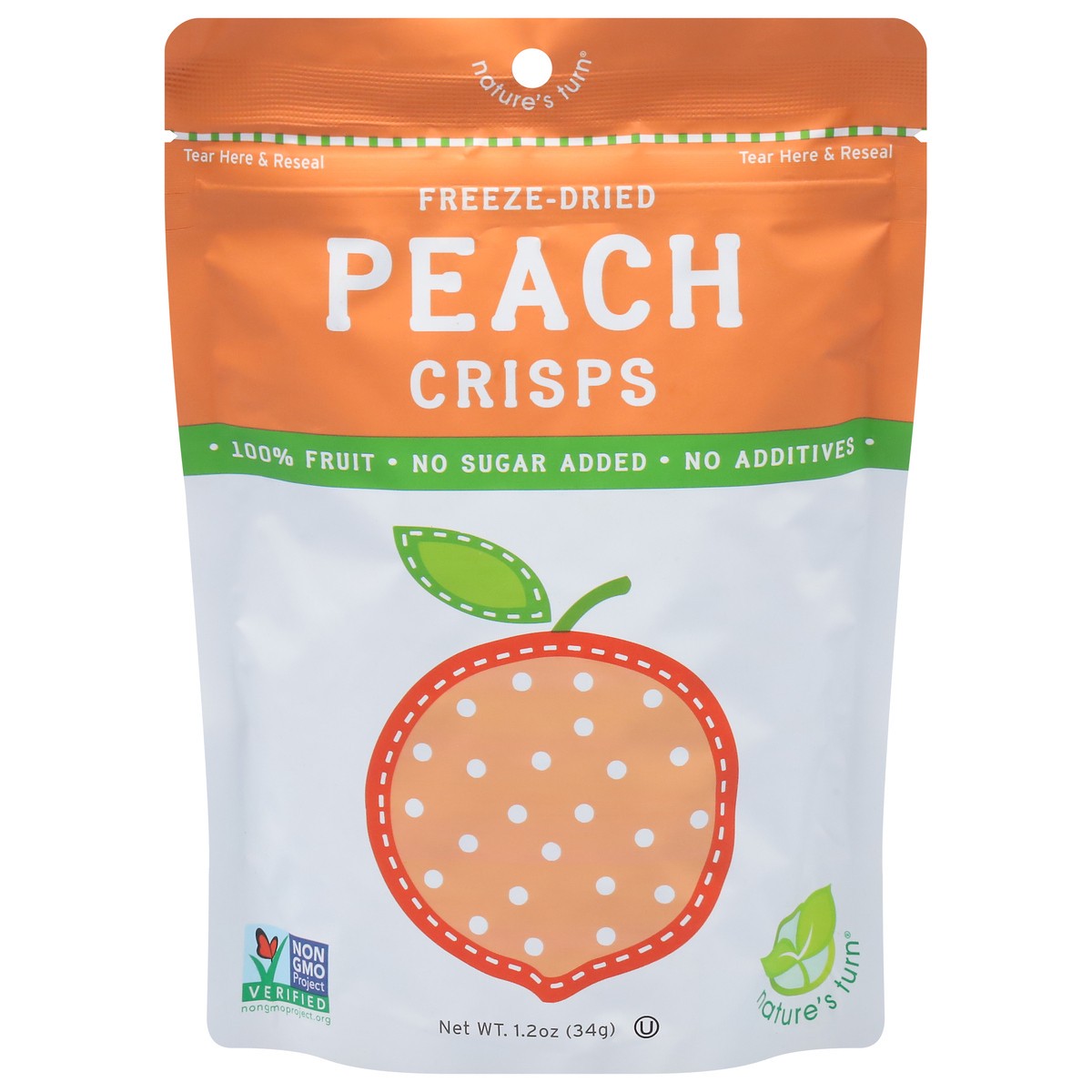 slide 3 of 4, Nature's Turn Freeze-Dried Peach Crisps 1.2 oz, 1.2 oz