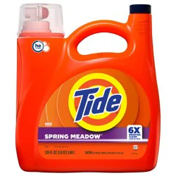 Tide Laundry Detergent Liquid, Spring Meadow Scent, 100 Loads, 132 FL OZ, Works on 100% of Common Stains, Laundry Soap, Liquid Laundry Detergent