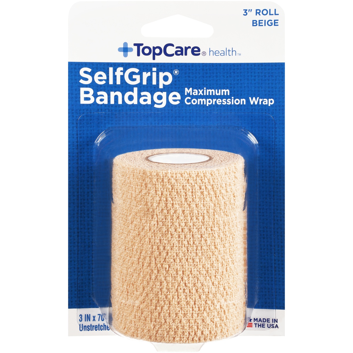 slide 1 of 1, TopCare Bandages SelfGrip 3 Inch Roll Beige, 1 ct