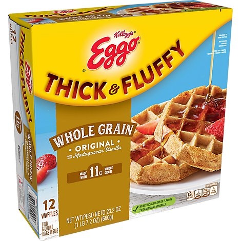 slide 1 of 1, Kellogg's Eggo Waffles Thick & Fluffy Whole Grain Original, 23.2 oz