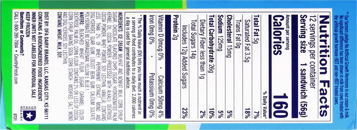 slide 10 of 16, Country Fresh Sandwich Mint Chocolate Chip, 12 ct