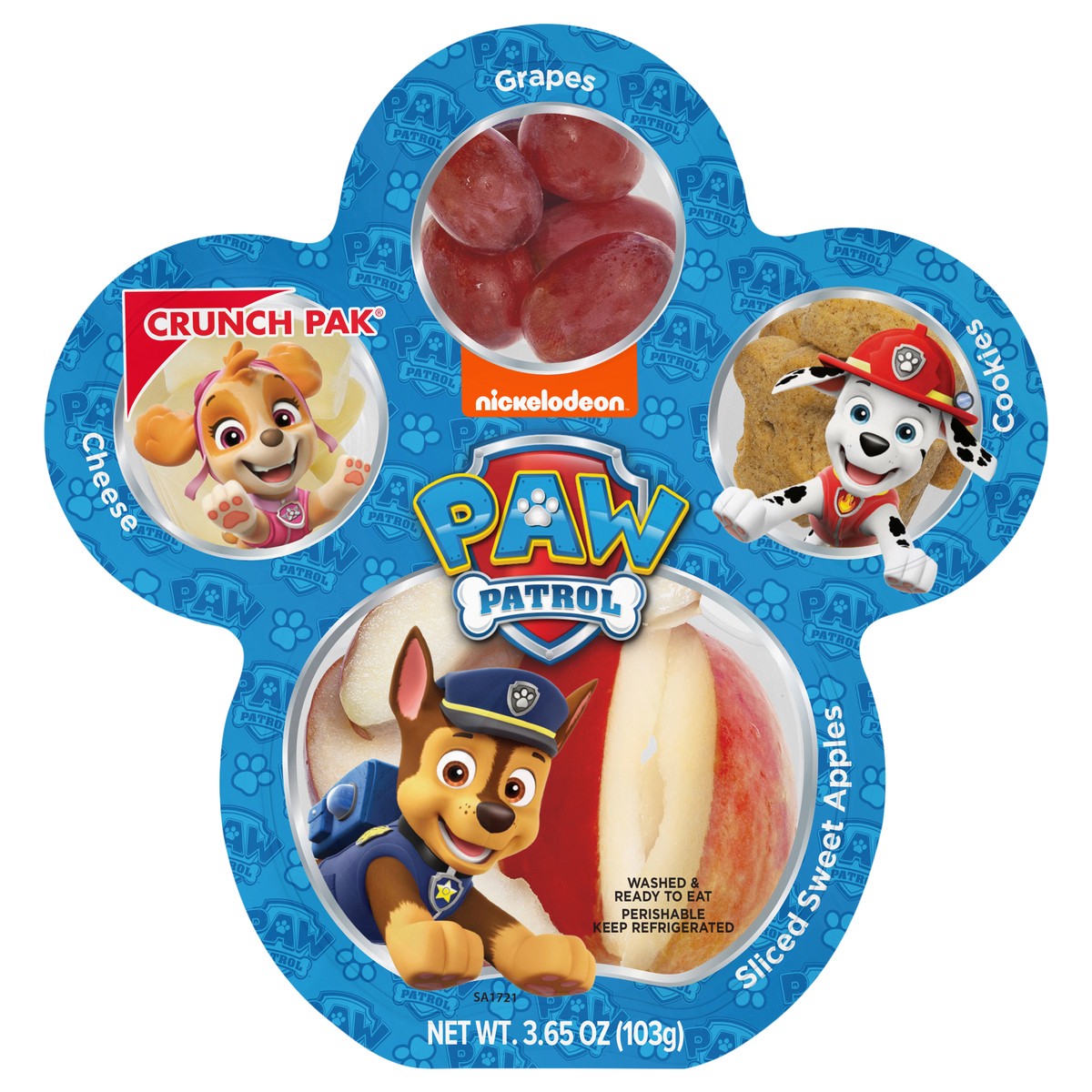 slide 1 of 4, Crunch Pak Paw Patrol Grapes, Cheese, Cookies, Sliced Sweet Apples 3.65 oz, 3.65 oz