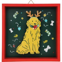 Destination Holiday Puppy with Antlers Christmas Table Sign