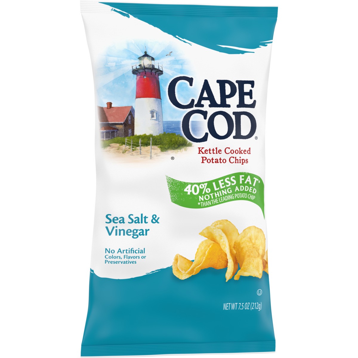 slide 4 of 4, Cape Cod Less Fat Salt & Vinegar Chips, 7.5 oz
