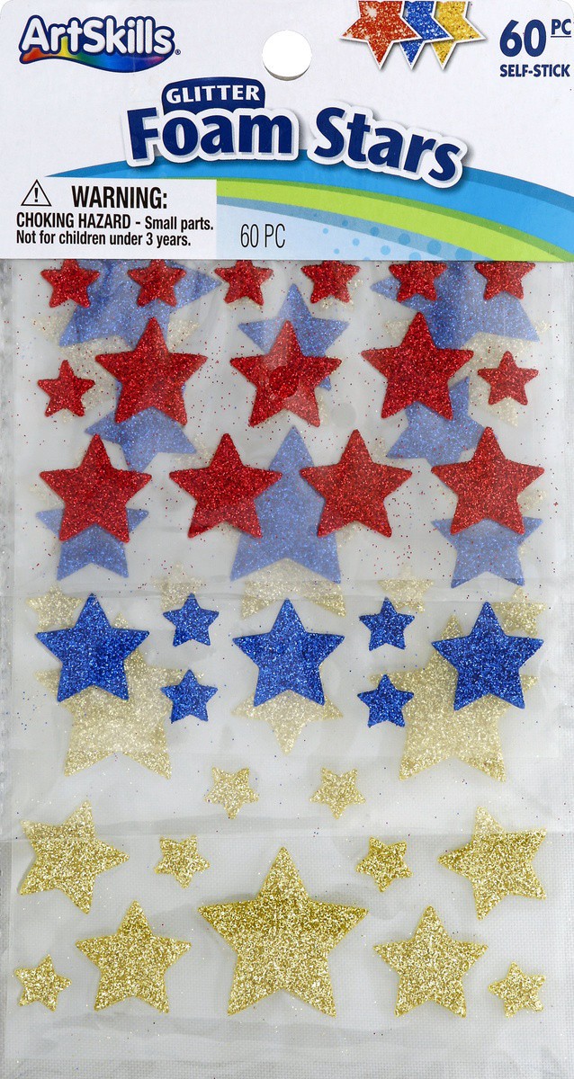 slide 2 of 2, ArtSkills Glitter Foam Stars, 60 ct