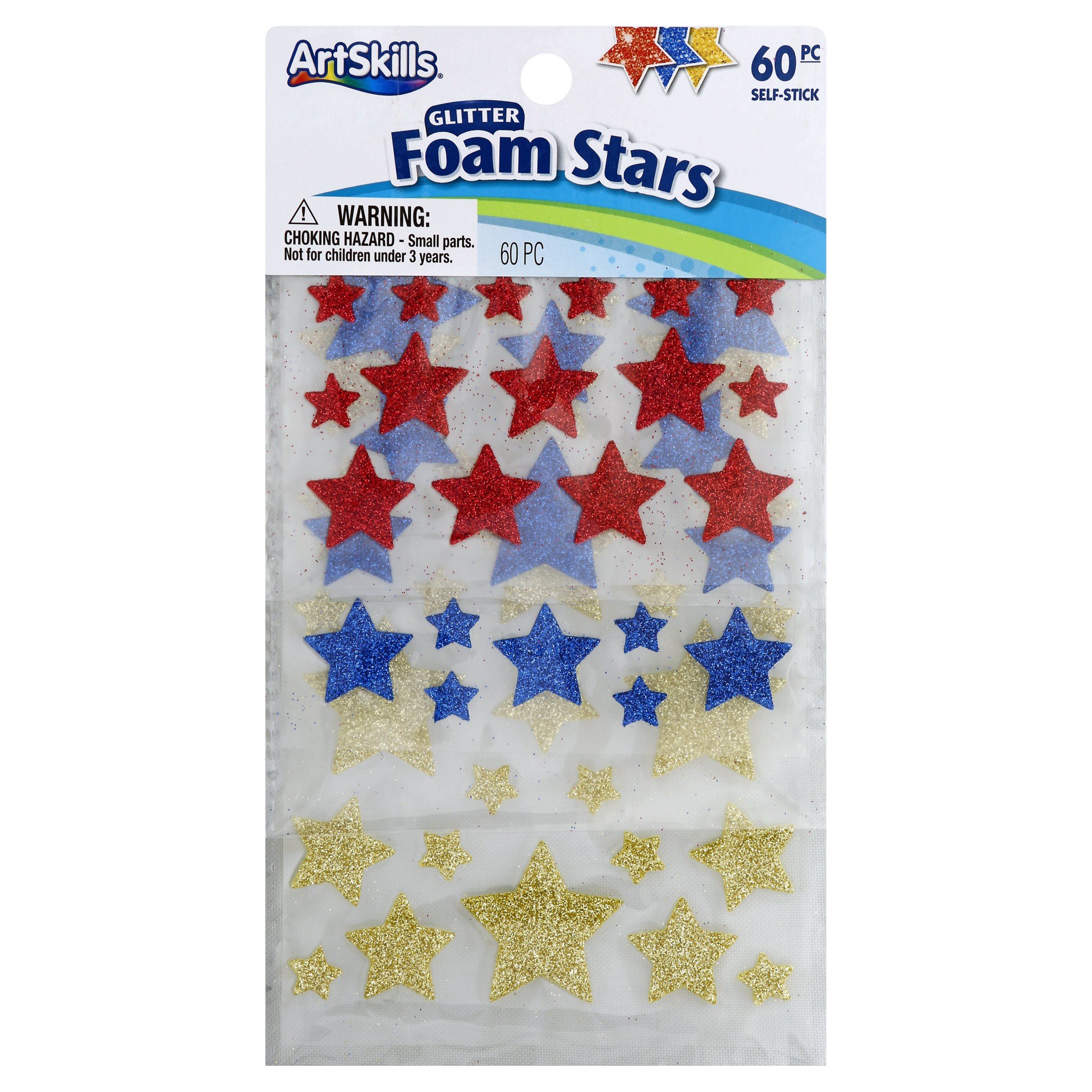 slide 1 of 2, ArtSkills Glitter Foam Stars, 60 ct