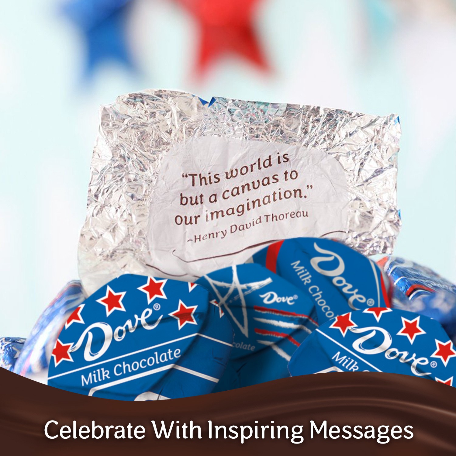 slide 4 of 6, DOVE PROMISES Red, White & Blue Patriotic Milk Chocolate Candy 8.46-Ounce Resealable Bag, 8.46 oz