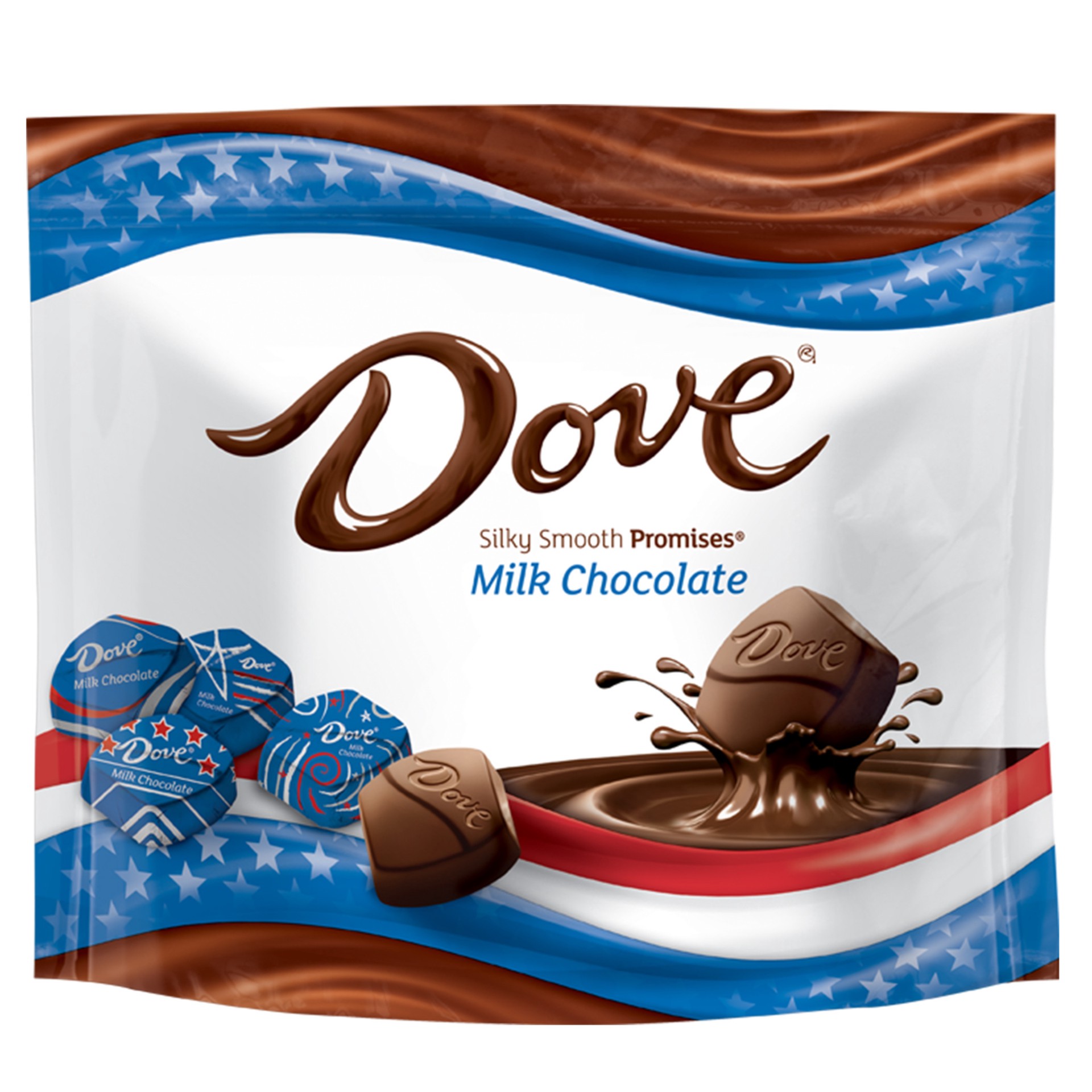 slide 1 of 6, DOVE PROMISES Red, White & Blue Patriotic Milk Chocolate Candy 8.46-Ounce Resealable Bag, 8.46 oz