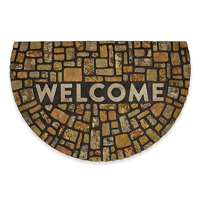 slide 1 of 3, Mohawk Home 23 x 35'' Modern Rock Welcome Half-Round Door Mat - Brown'', 1 ct