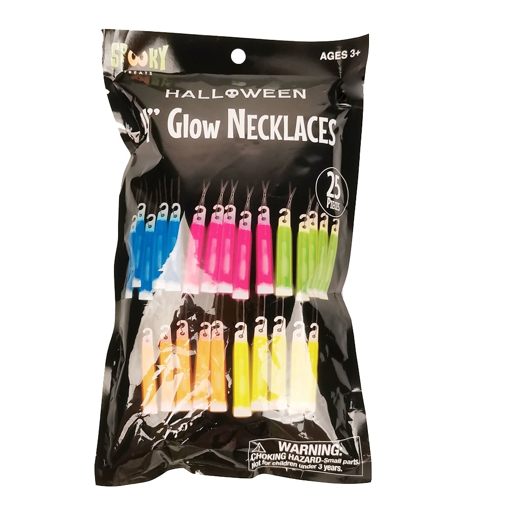 slide 1 of 1, Glow Necklaces 25 Pack, 4 in
