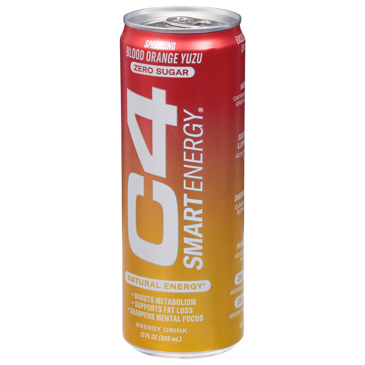 slide 9 of 9, C4 Energy, C4 Smart Energy, Carbonated, Blood Orange Yuzu, 12 oz