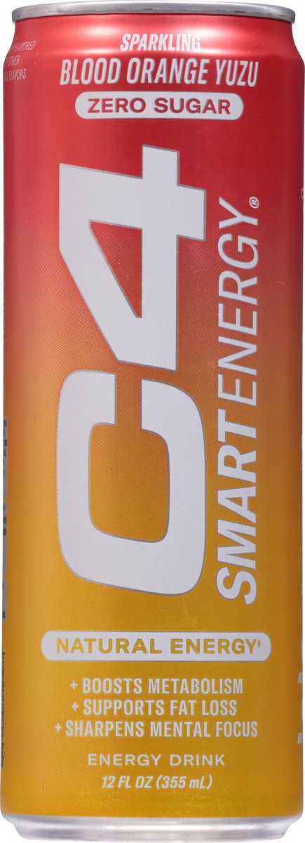 slide 2 of 9, C4 Energy, C4 Smart Energy, Carbonated, Blood Orange Yuzu, 12 oz