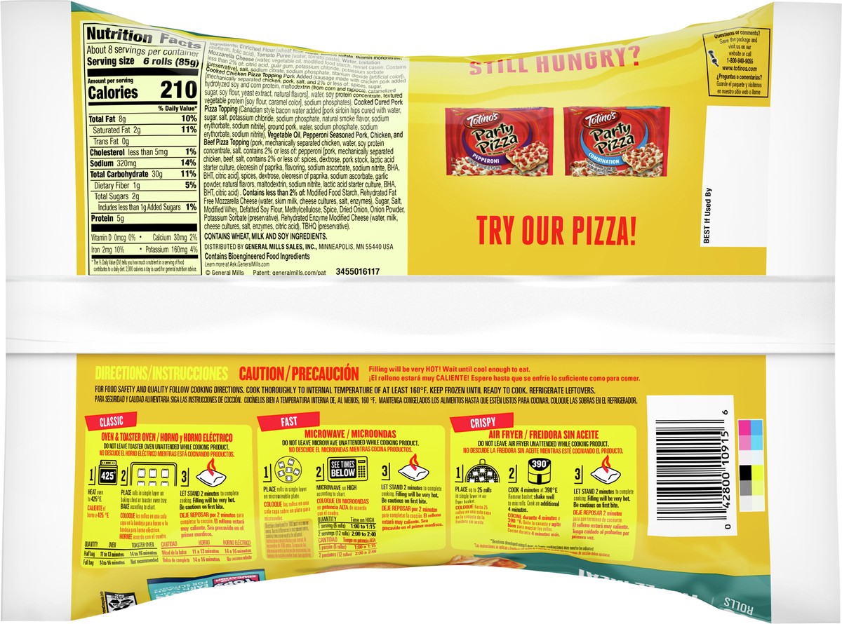 slide 5 of 9, Totino's Pizza Rolls, Triple Meat, Frozen Snacks, 24.8 oz, 50 ct, 50 ct