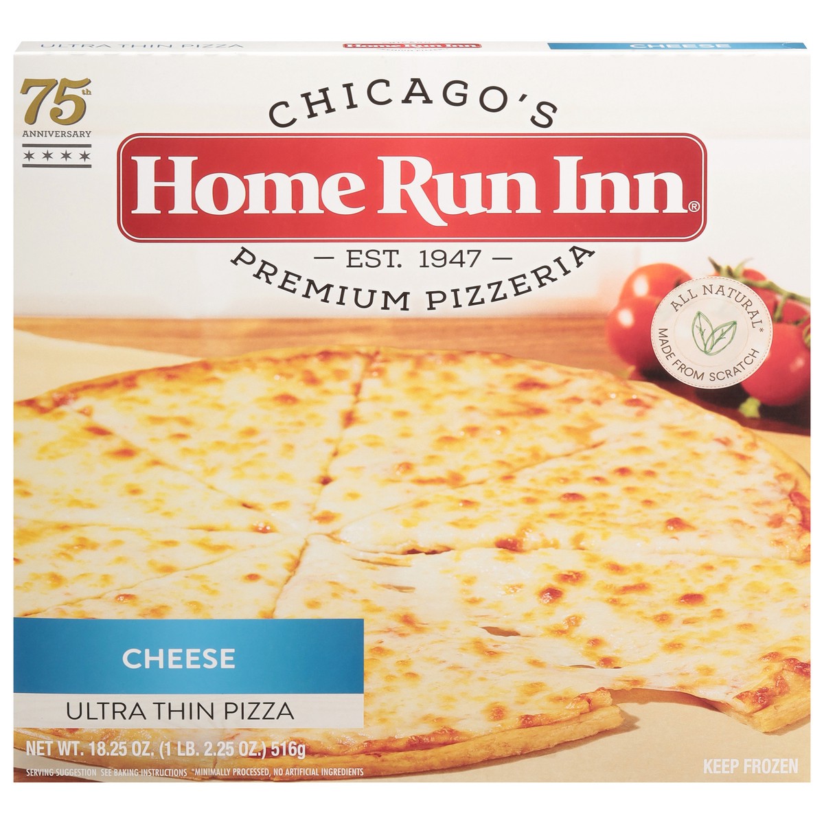 slide 1 of 9, Home Run Inn Ultra Thin Frozen Cheese Pizza\, 18.25 oz, 16.5 oz