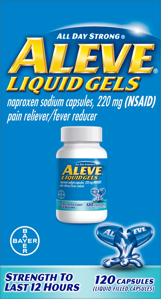 slide 2 of 10, Aleve All Day Strong Liquid Gels 220 mg Pain Reliever/Fever Reducer Capsules 120 ea, 120 ct