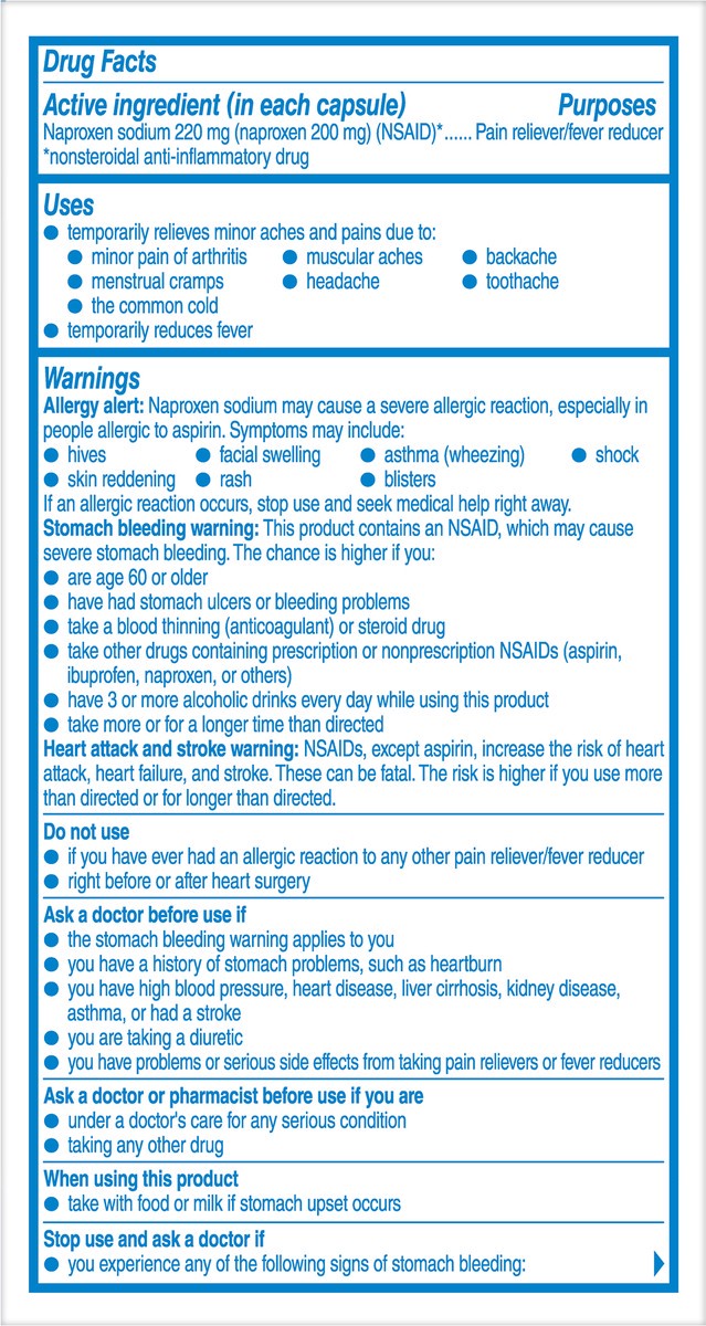 slide 9 of 10, Aleve All Day Strong Liquid Gels 220 mg Pain Reliever/Fever Reducer Capsules 120 ea, 120 ct