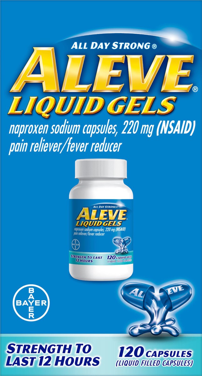 slide 10 of 10, Aleve All Day Strong Liquid Gels 220 mg Pain Reliever/Fever Reducer Capsules 120 ea, 120 ct