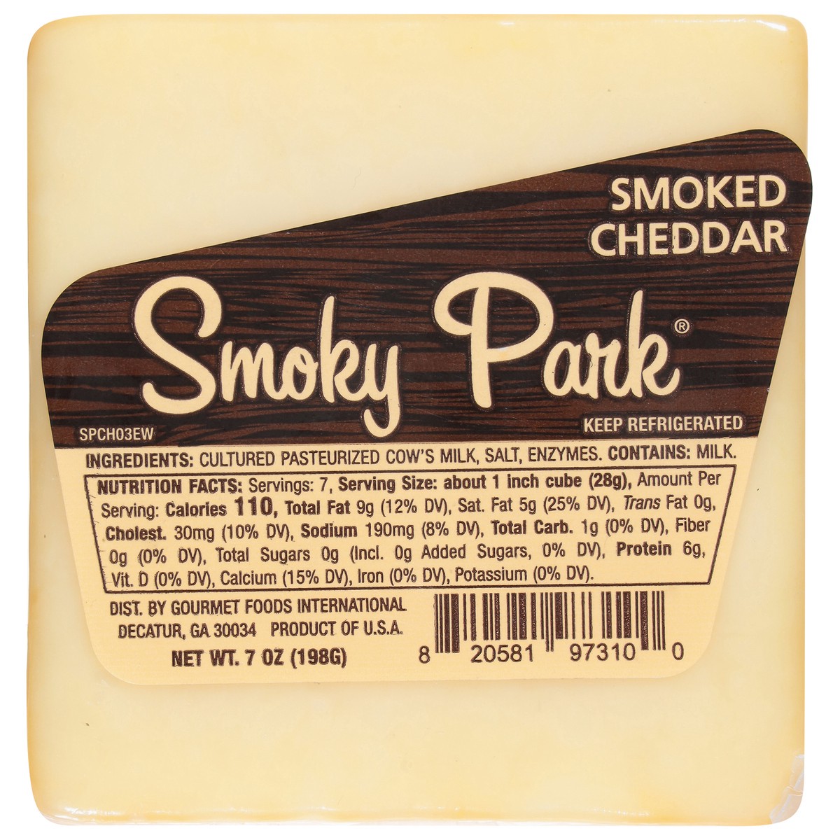 slide 1 of 14, Smoky Park Smoked Cheddar Cheese 7 oz, 7 oz