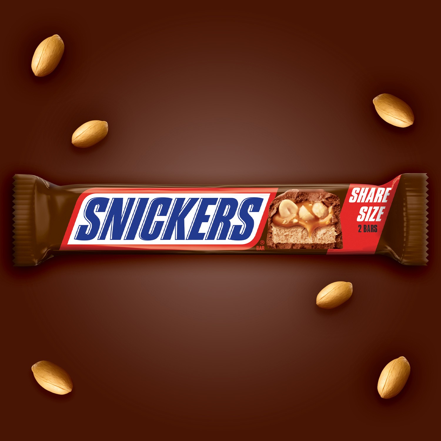 slide 2 of 8, SNICKERS Original Milk Chocolate Candy Bar, Share Size, 3.29 oz, 3.29 oz