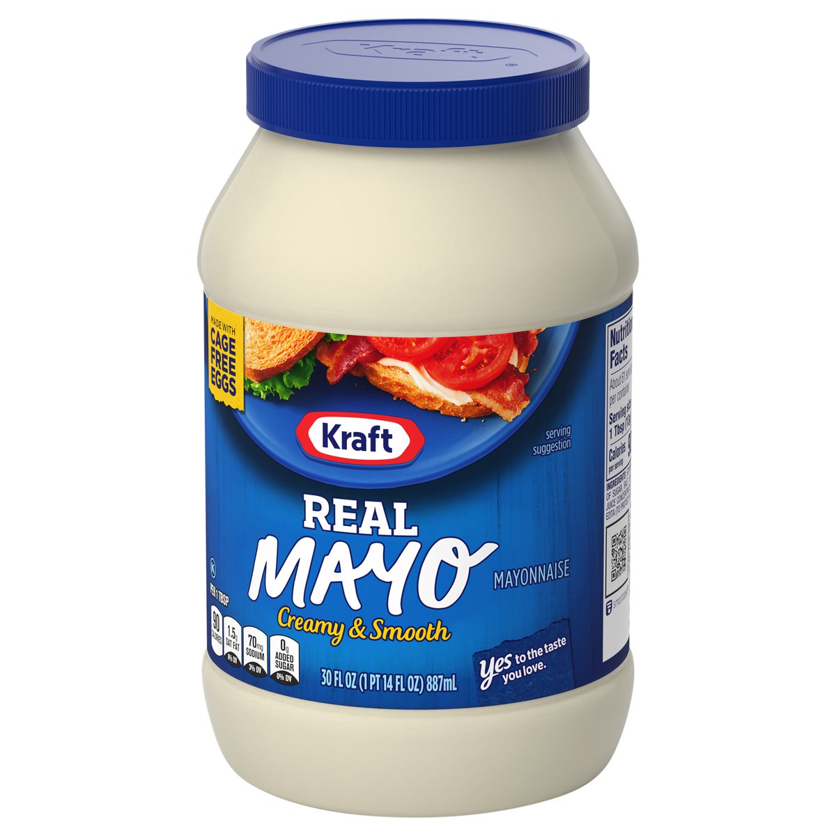 slide 3 of 4, Kraft Real Mayo Creamy & Smooth Mayonnaise | Classic Spreadable Condiment for Sandwiches | Salads and Dips, Made with Cage-Free Eggs | for a Keto and Low Carb Lifestyle | 30 fl oz Jar, 30 fl oz