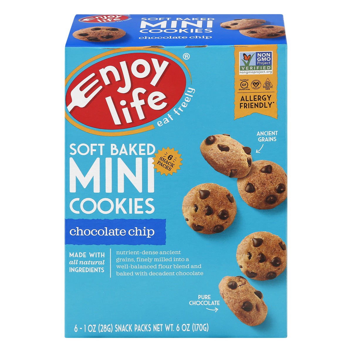 slide 1 of 10, Enjoy Life Soft Baked Chocolate Chip Mini Cookies 6 ea, 6 ct