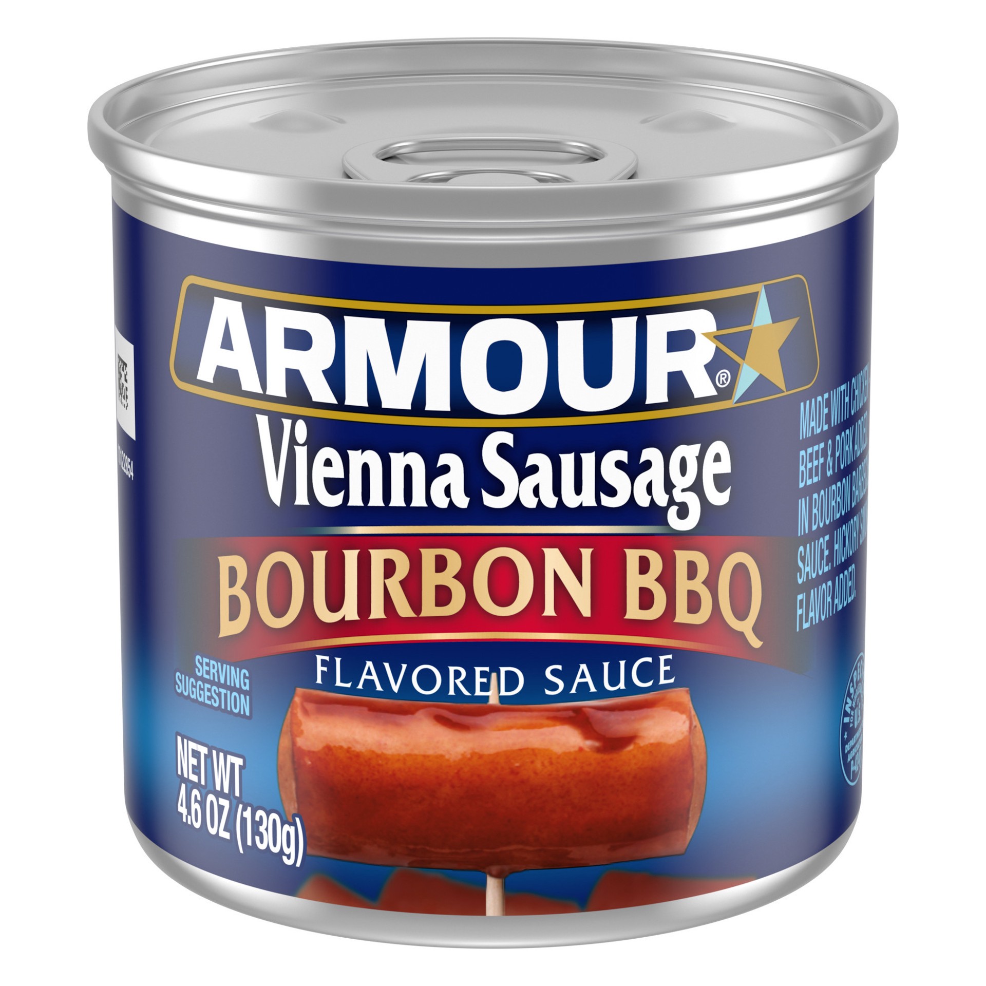 slide 1 of 5, Armour Star Vienna Sausage, Bourbon Barbecue Flavored, Canned Sausage, 4.6 oz., 4.6 oz