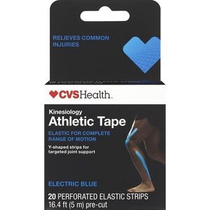 slide 1 of 1, CVS Health Kinesiology Athletic Tape Strips, Electric Blue, 20 ct