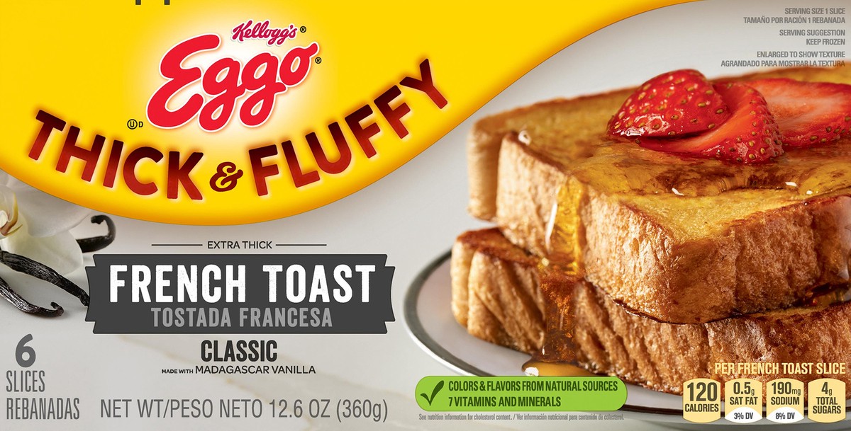 slide 4 of 8, Eggo Thick and Fluffy Frozen French Toast, Classic, 12.6 oz, Frozen, 12.6 oz