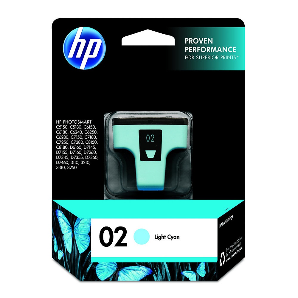 slide 1 of 1, HP 02, Light Cyan Original Ink Cartridge (C8774Wn), 1 ct