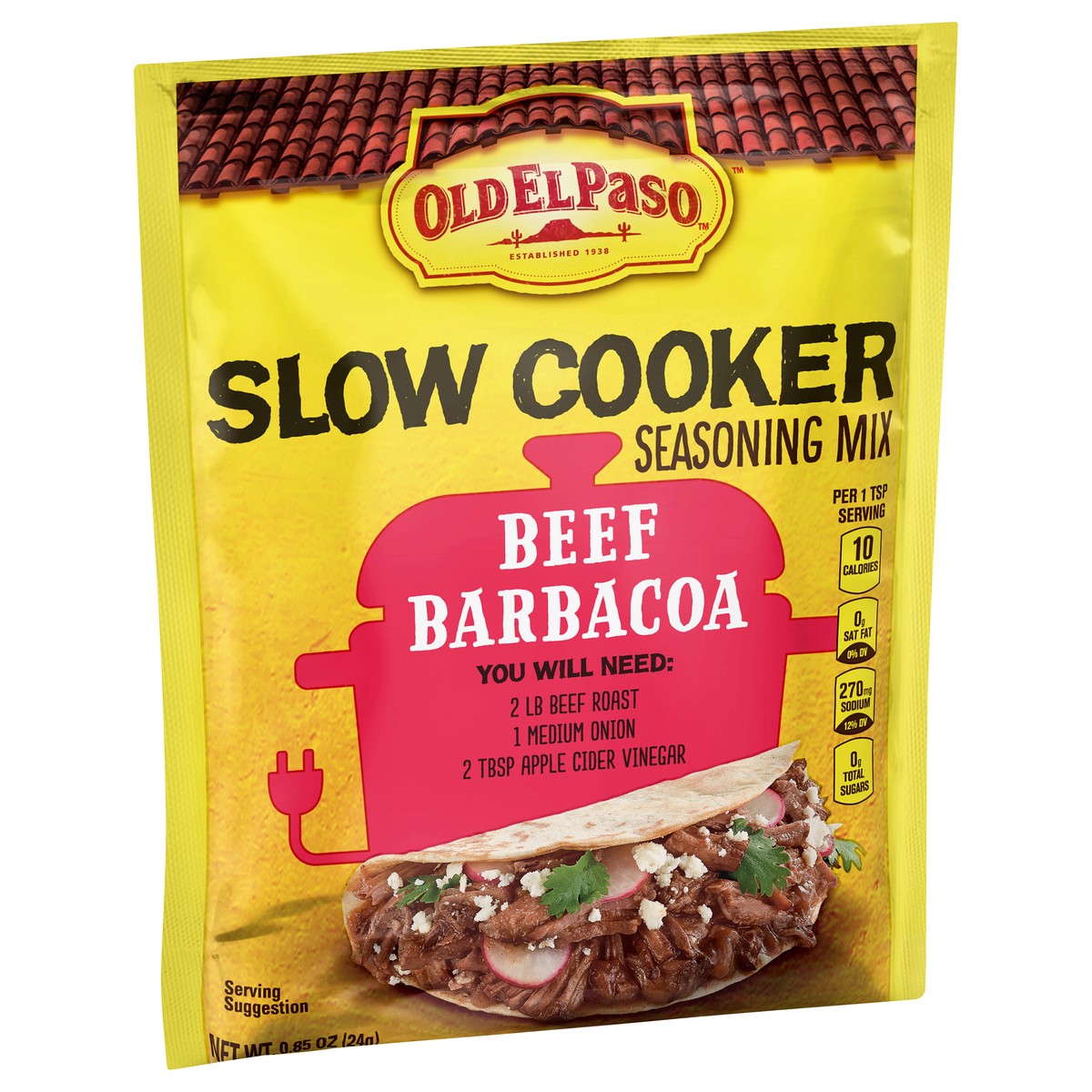 slide 2 of 9, Old El Paso Slow Cooker Beef Barbacoa Seasoning Mix 0.85 oz, 0.85 oz