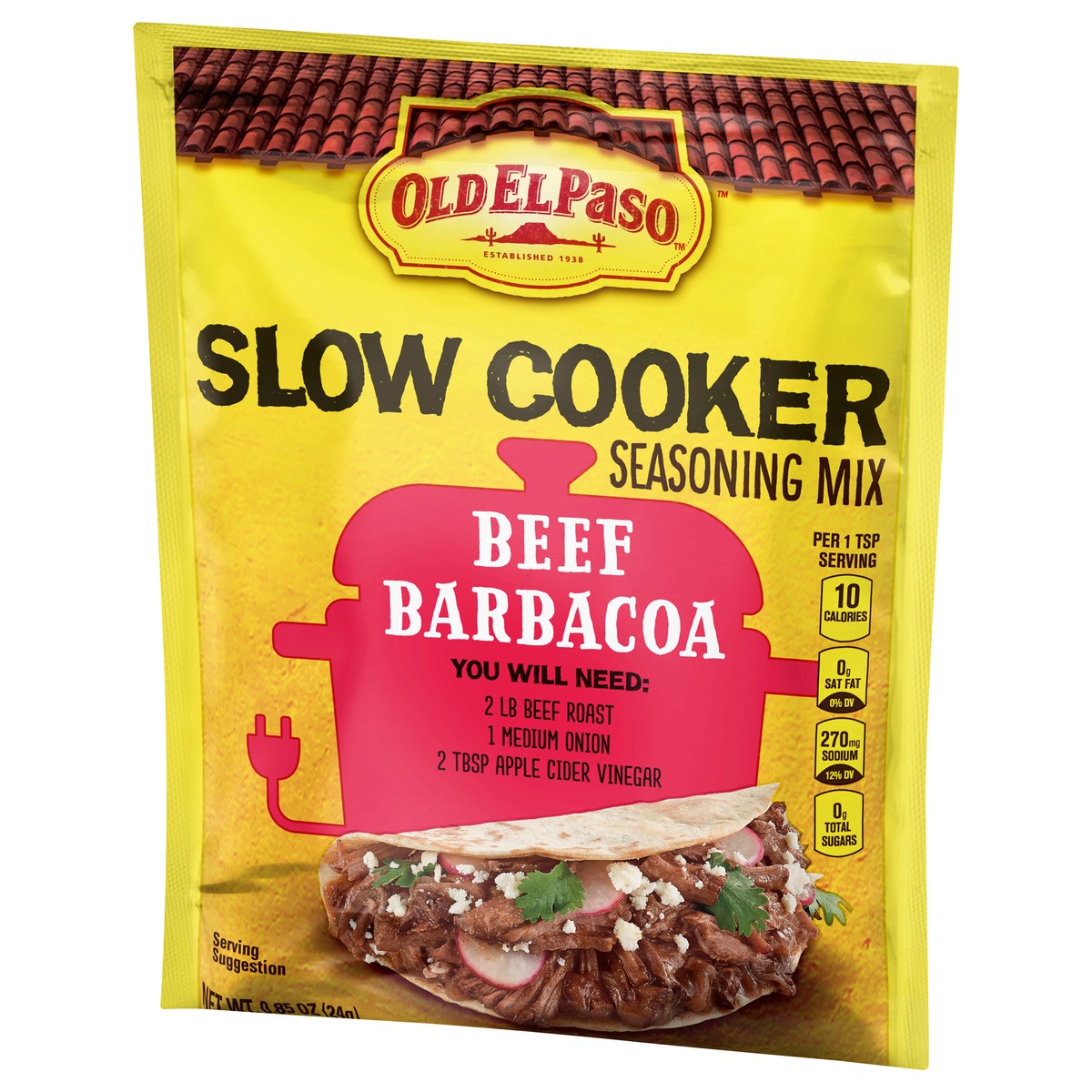 slide 7 of 9, Old El Paso Slow Cooker Beef Barbacoa Seasoning Mix 0.85 oz, 0.85 oz