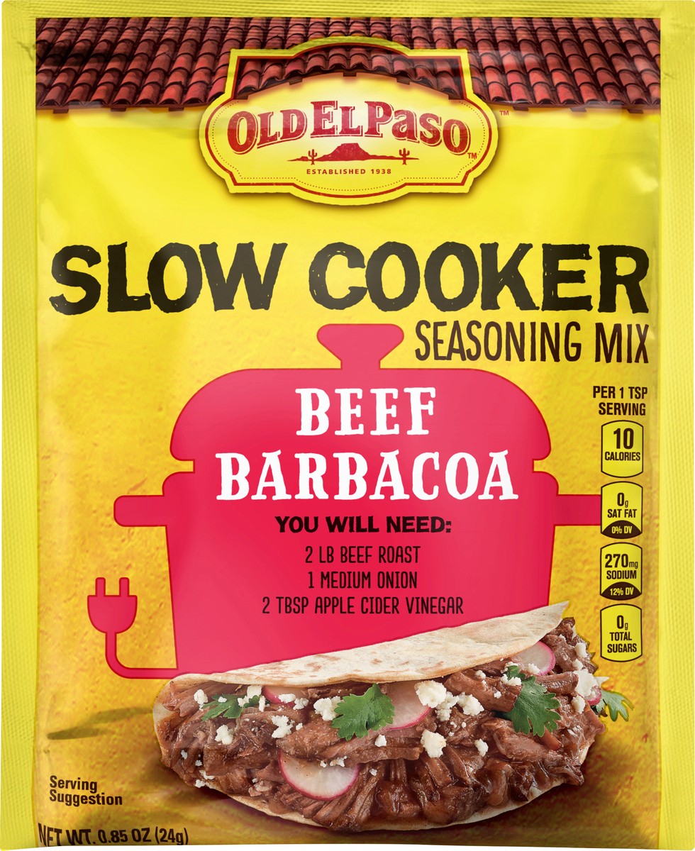 slide 9 of 9, Old El Paso Slow Cooker Beef Barbacoa Seasoning Mix 0.85 oz, 0.85 oz