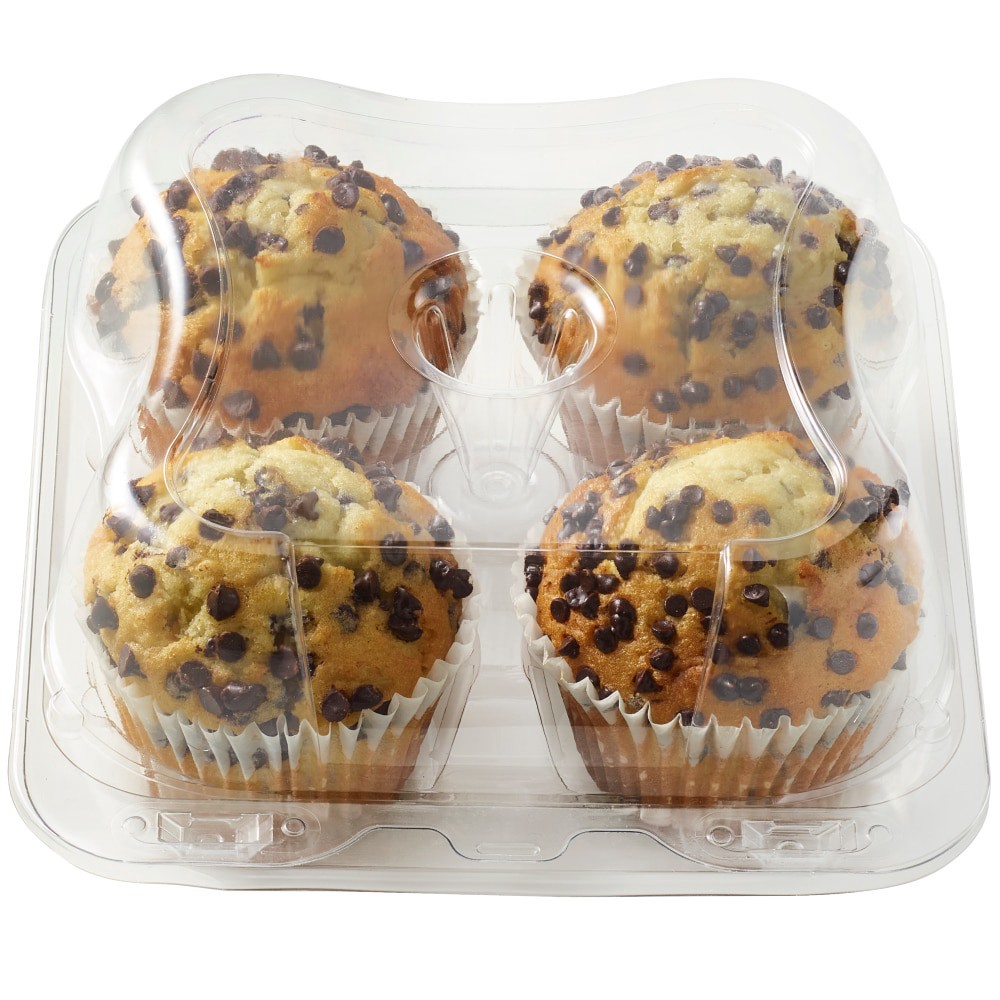 slide 1 of 2, Bakery Fresh Goodness Chocolate Chip Muffins, 4 ct; 15 oz