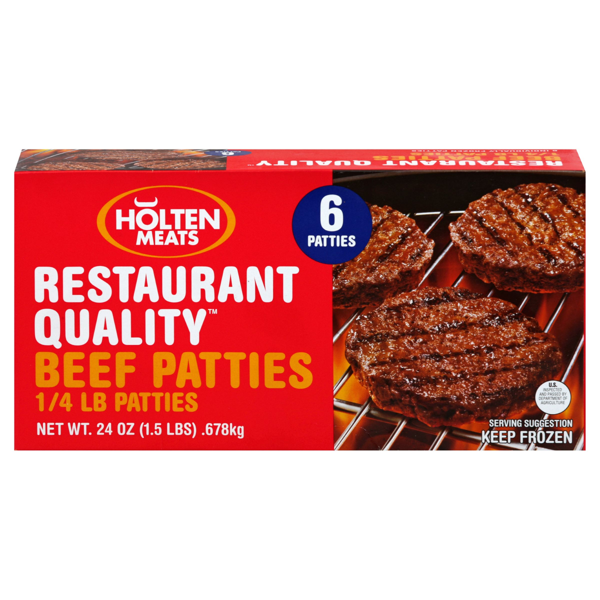 slide 1 of 1, Holten Meats Beef Patties 6 ea, 6 ct