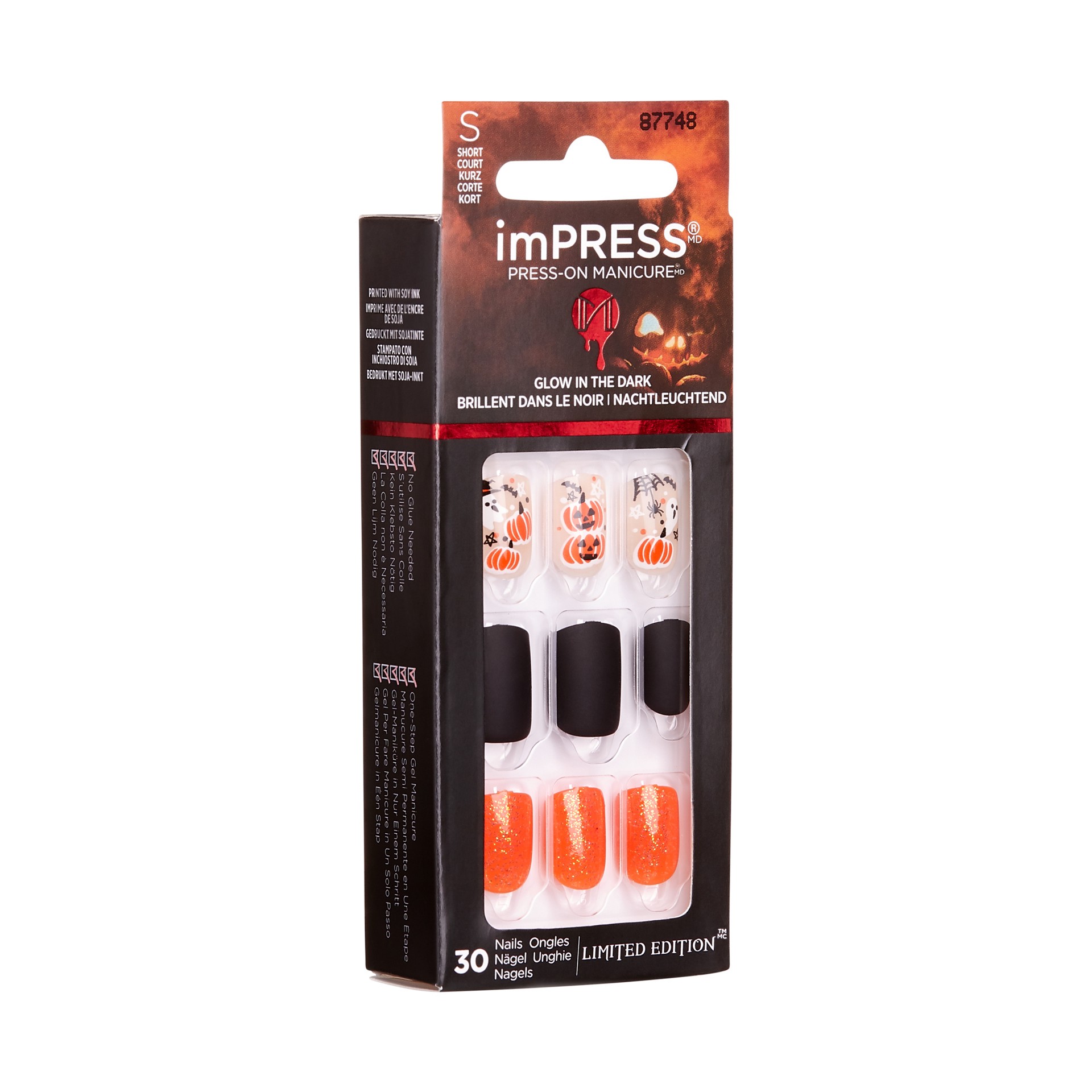 slide 3 of 5, imPRESS Halloween Press-on Nails, ‘Hey boo-tiful'', 30 Count, 1 ct