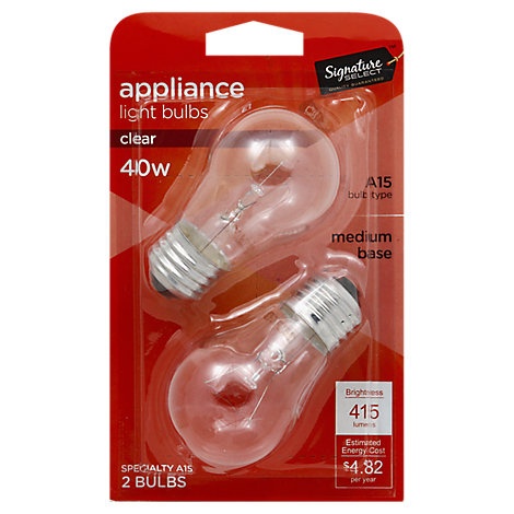 slide 1 of 1, Signature Select Light Bulb Appliance Clear 40W 415 Lumens, 2 ct