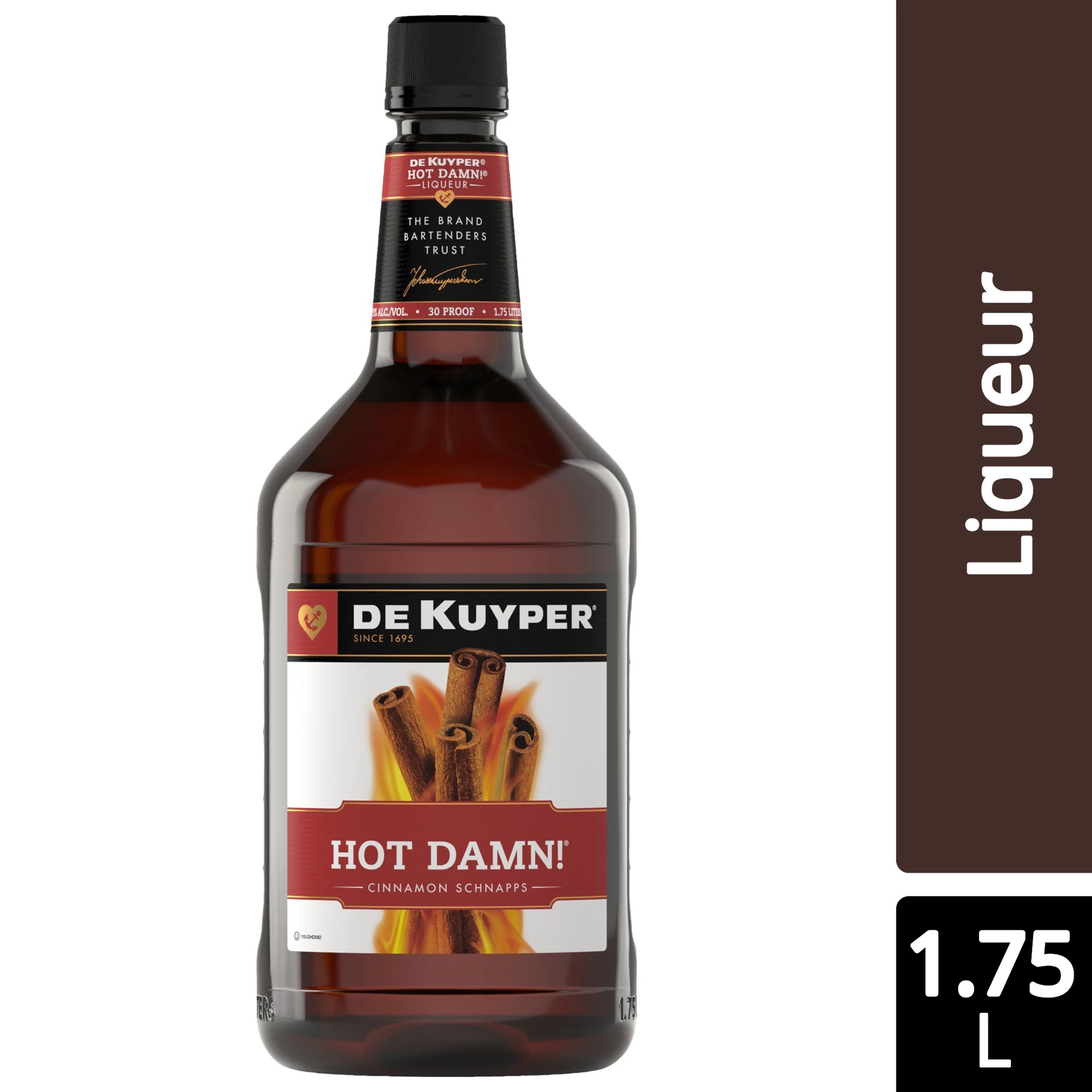 slide 1 of 2, DeKuyper Hot Damn! Cinnamon Schnapps Liqueur 1.75 L, 1.75 liter