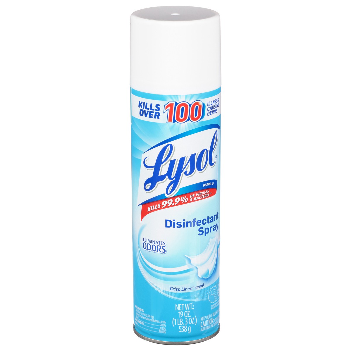 slide 7 of 9, Lysol Disinfectant Spray, Sanitizing and Antibacterial Spray, For Disinfecting and Deodorizing, Crisp Linen, 19 fl oz, 19 oz