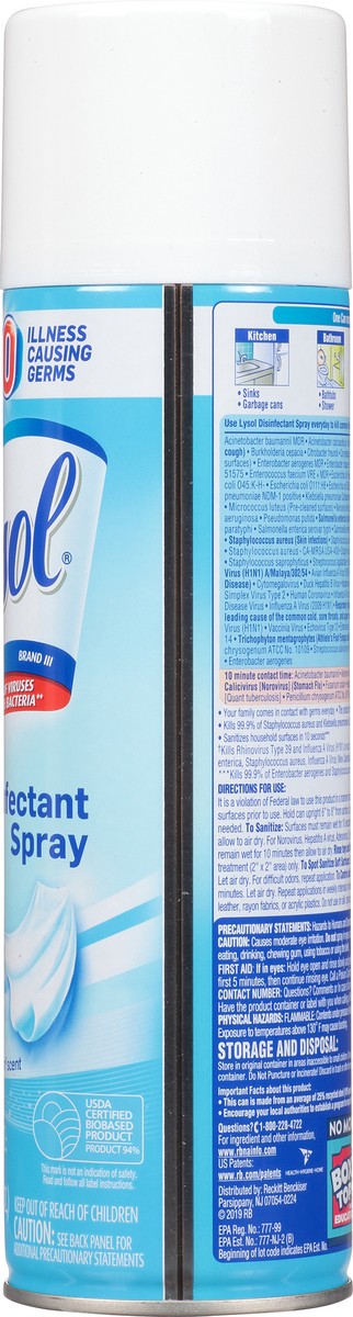 slide 6 of 9, Lysol Disinfectant Spray, Sanitizing and Antibacterial Spray, For Disinfecting and Deodorizing, Crisp Linen, 19 fl oz, 19 oz