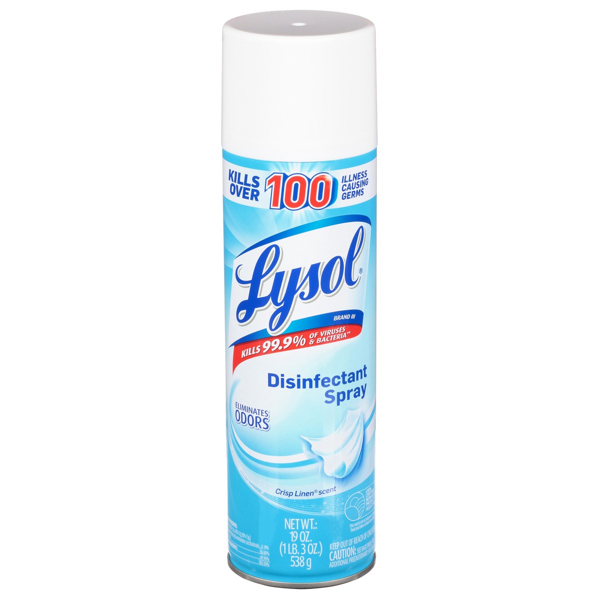 slide 1 of 9, Lysol Disinfectant Spray, Sanitizing and Antibacterial Spray, For Disinfecting and Deodorizing, Crisp Linen, 19 fl oz , 19 oz