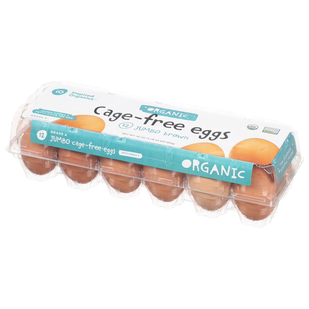 slide 2 of 4, Inspired Organics Organic Jumbo Brown Cage Free Eggs 12 ea, 12 ct