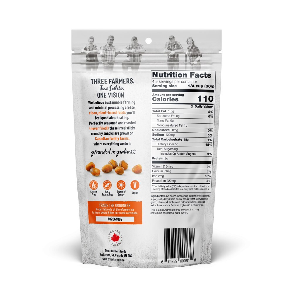 slide 2 of 2, Three Farmers Crunchy Roasted Zesty Cheddar Flavor Fava Beans 5 oz, 5 oz