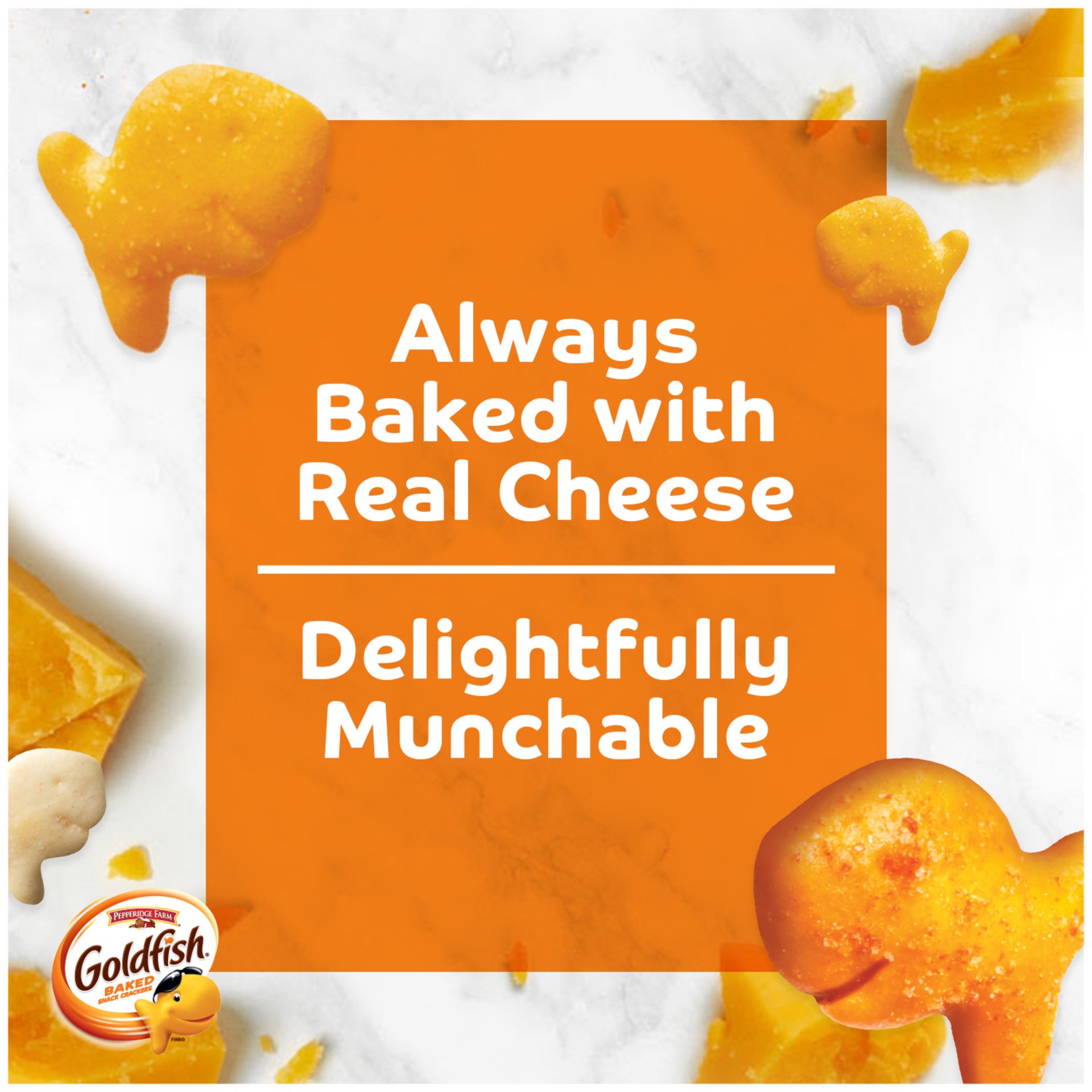 slide 8 of 9, Pepperidge Farm Goldfish Crackers Say Cheeeese Variety Pack with Cheddar, Pizza and Parmesan, Snack Packs, 20 Ct, 18.8 oz