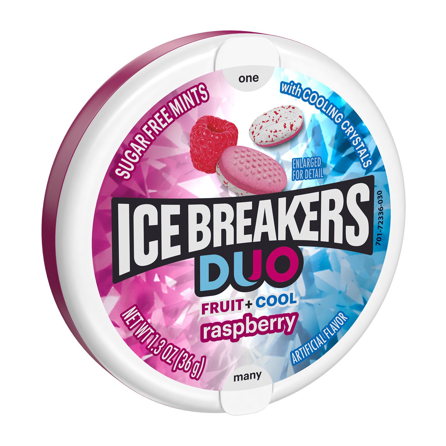 slide 1 of 1, Ice Breakers Duo Fruit Plus Cool Raspberry Sugar Free Mints Tin, 1.3 oz, 1.3 oz