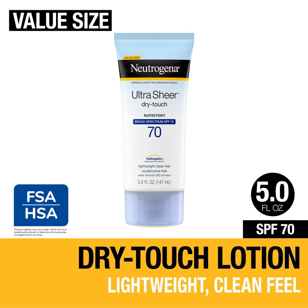 slide 2 of 6, Neutrogena Ultra Sheer Dry-Touch SPF 70 Sunscreen Lotion, 5 fl. oz, 5 oz