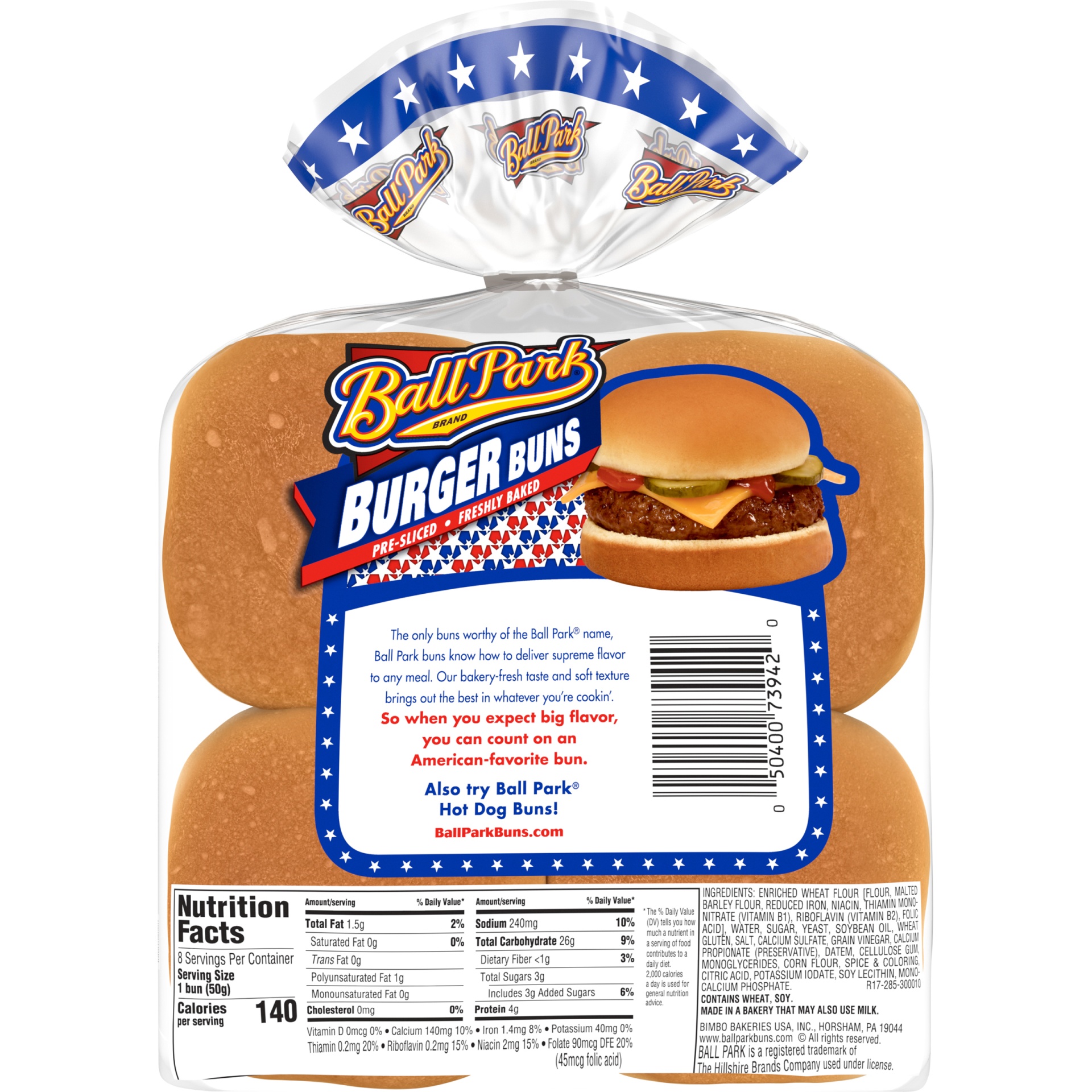 slide 6 of 8, Ball Park Pre-Sliced Bakery Fresh Classic White Hamburger Buns, 14 oz